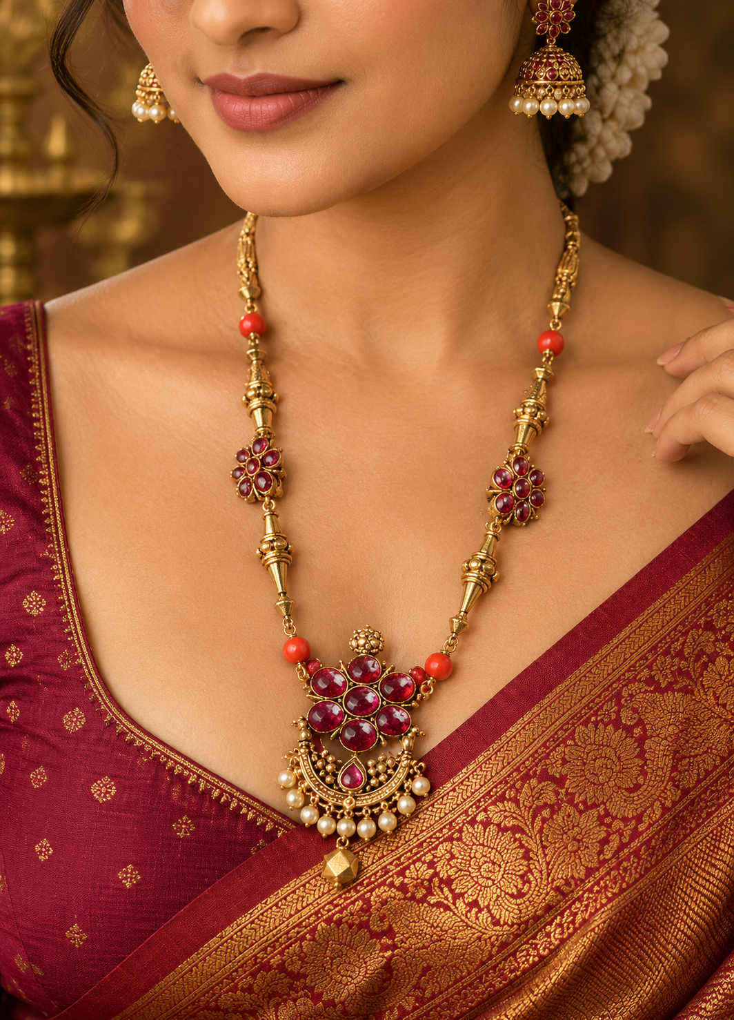 Super Thodu Mattal Corals Necklace Set