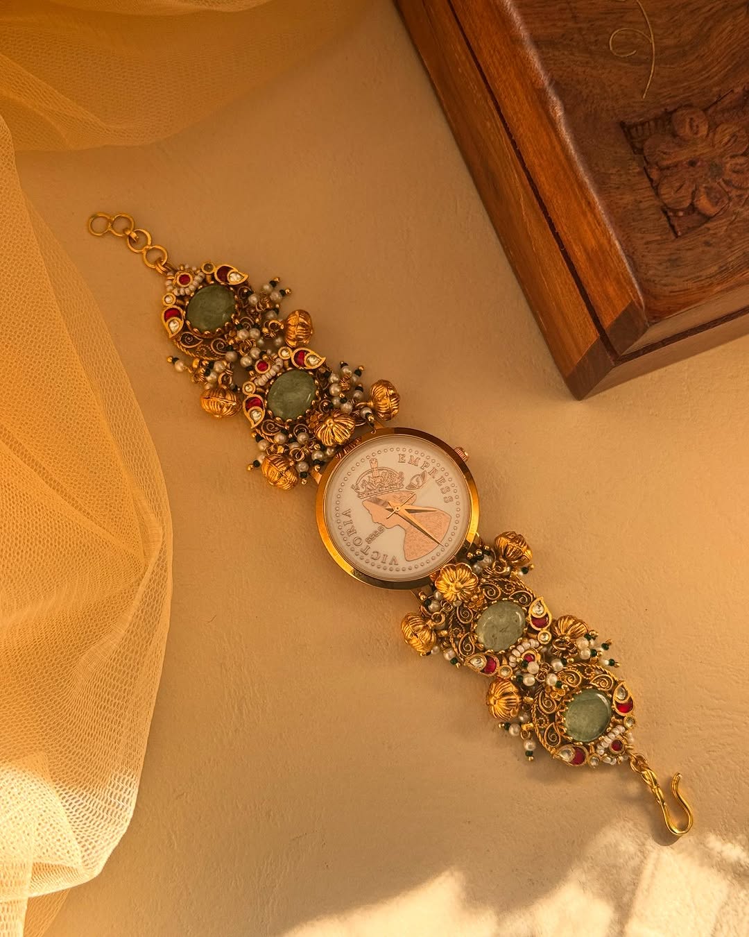 Gold Plated Analog Watch From Mangalsutra Bangles